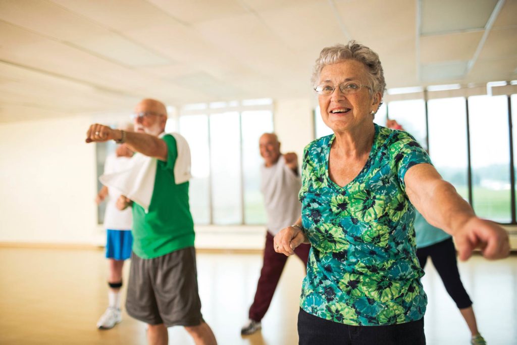 Seniors at the Y working out